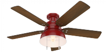 Hunter 59312 - Hunter 52 inch Mill Valley Barn Red Low Profile Damp Rated Ceiling Fan with LED LT Kit & Pull Chain