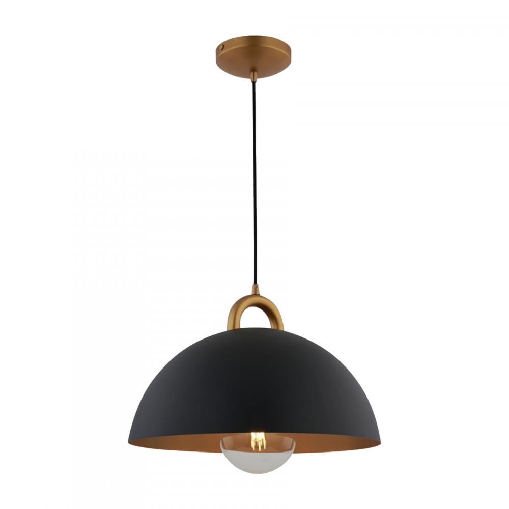 Pantheon-1-Light Pendant-19.5"-Black/Rust Brass