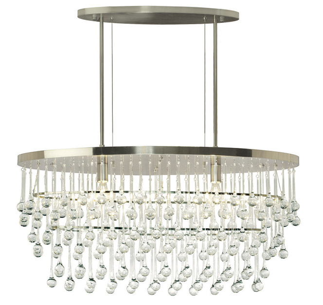 Chandelier Rain Clear Nickel Medium Base Incandescent 2x60W