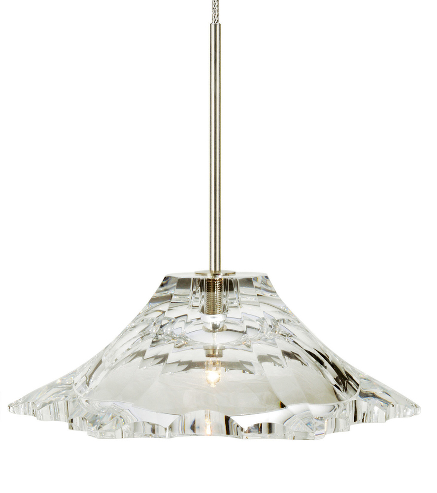 Pendant Peak Crystal Clear Satin Nickel LED G4 JC 2W Monopoint Canopy