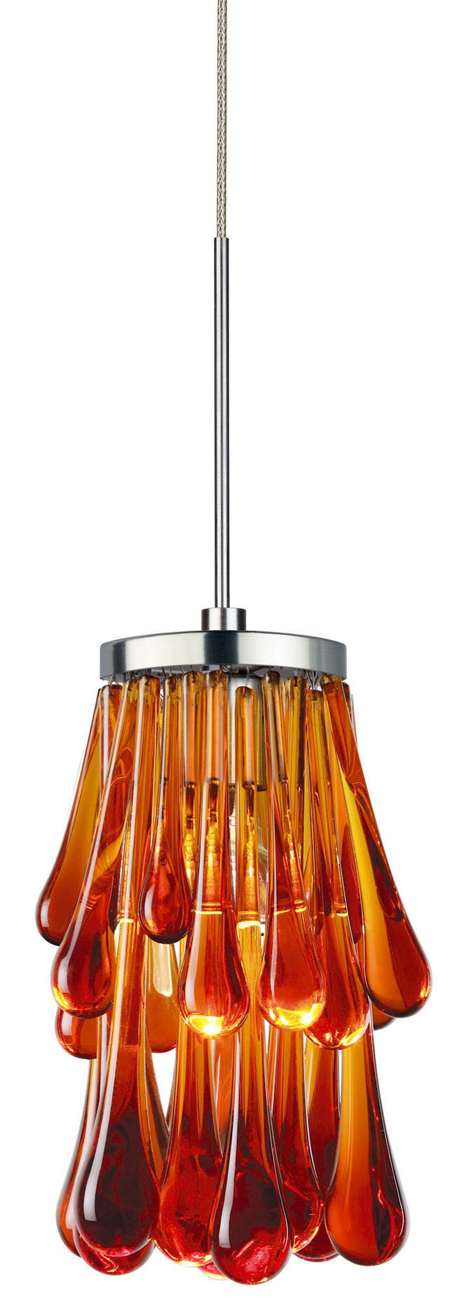 Pendant Droplets Amber Polished Chrome MR16 Halogen 35W Monopoint Canopy