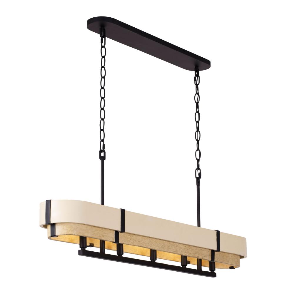 Blonde Moment 5-Lt   Linear Pendant - Matte Black/Honey/Medium Oak