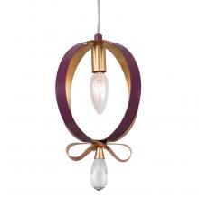 Varaluz 263M01RPLGL - Posh 1-Lt Round Mini Pendant - Plum/Gold Leaf