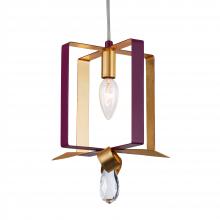 Varaluz 263M01SPLGL - Posh 1-Lt Square Mini Pendant - Plum/Gold Leaf