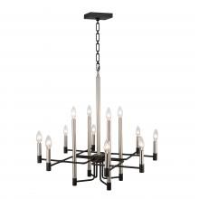 Varaluz 307C12 - To Circuit with Love 12-Lt Chandelier - Textured Black/Brushed Nickel