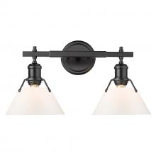 Golden 3306-BA2 BLK-OP - Orwell 2-Light Vanity Light in Matte Black with Opal Glass