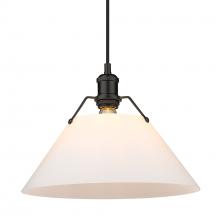 Golden 3306-L BLK-OP - Orwell 14" Wide Large Pendant in Matte Black with Opal Glass