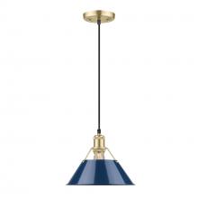 Golden 3306-M BCB-NVY - Orwell BCB Medium Pendant - 10" in Brushed Champagne Bronze with Matte Navy shade