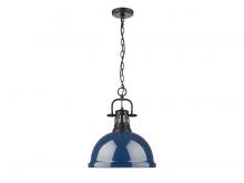 Golden 3602-L BLK-NVY - Duncan 1-Light Pendant with Chain in Matte Black with Matte Navy