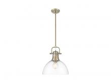 Golden 3604-L AB-CLR - Duncan 1-Light Pendant with Rod in Aged Brass with Clear Glass