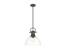 Golden 3604-L RBZ-CLR - Duncan 1-Light Pendant with Rod in Rubbed Bronze with Clear Glass