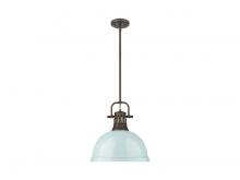 Golden 3604-L RBZ-SF - Duncan 1-Light Pendant with Rod in Rubbed Bronze with Seafoam