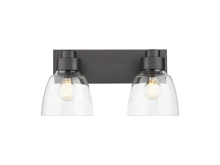 Golden 0314-BA2 BLK-CLR - Remy  2 Light Bath Vanity in Matte Black with Clear Glass Shade