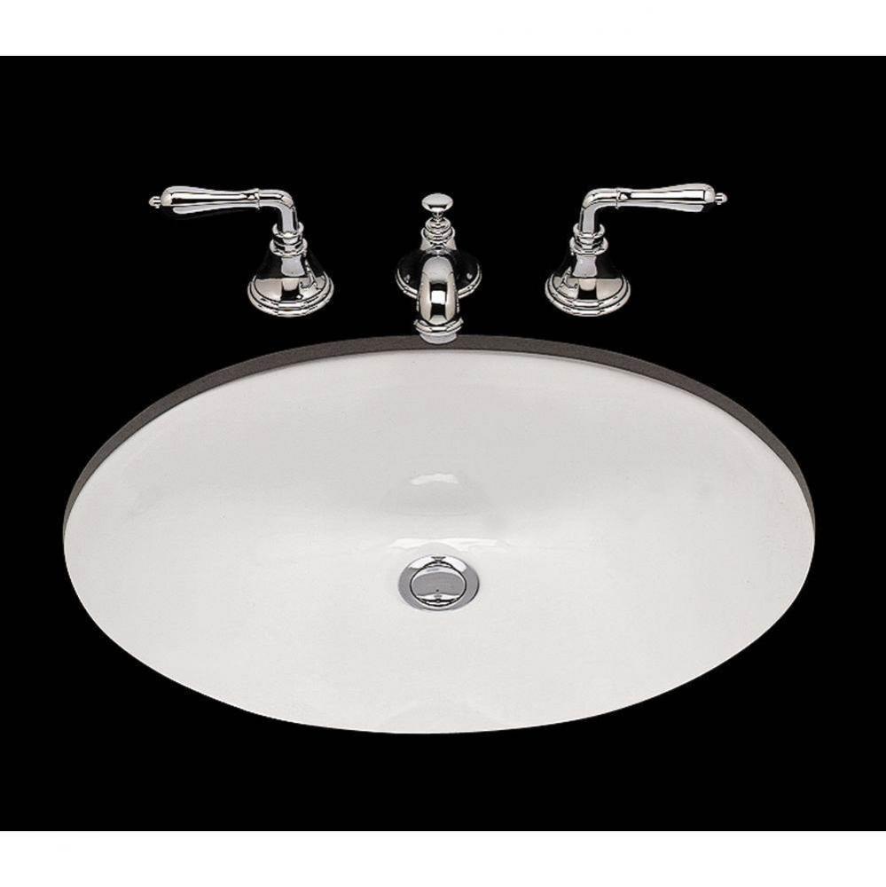 Doreen, Double Glazed Large Oval Lavatory Plain Bowl, Offset Drain, Overflow, Undermount Only