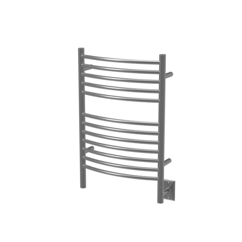 Jeeves Model E Curved 24'' Wide 12 Bar Hardwired Towel Warmer In Brushed