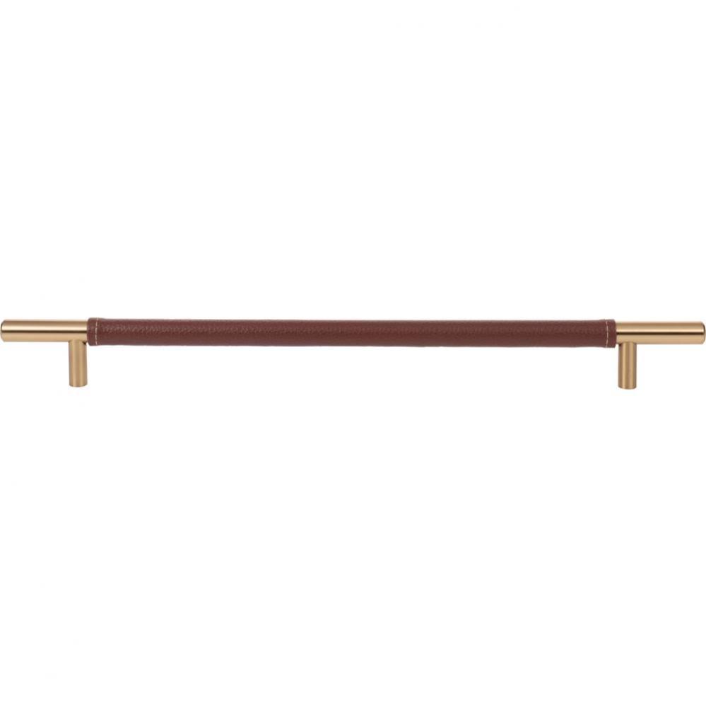 Zanzibar Brown Leather Pull 11 5/16 Inch (c-c) Warm Brass