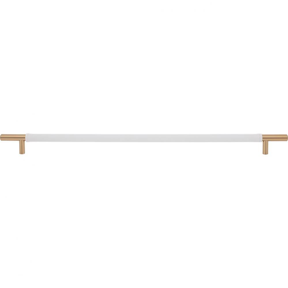 Zanzibar White Appliance Pull 17 Inch (c-c) Leather Warm Brass