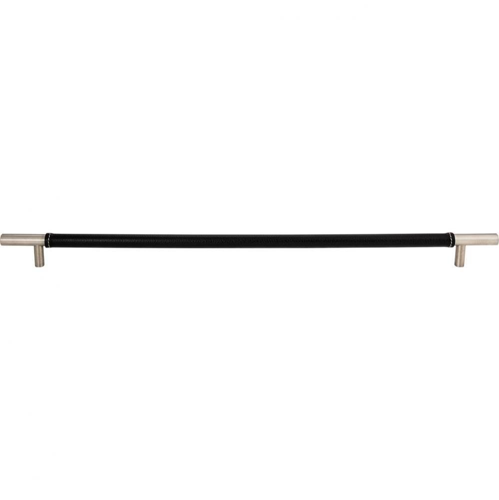 Zanzibar Black Appliance Pull 17 Inch (c-c) Leather Stainless Steel