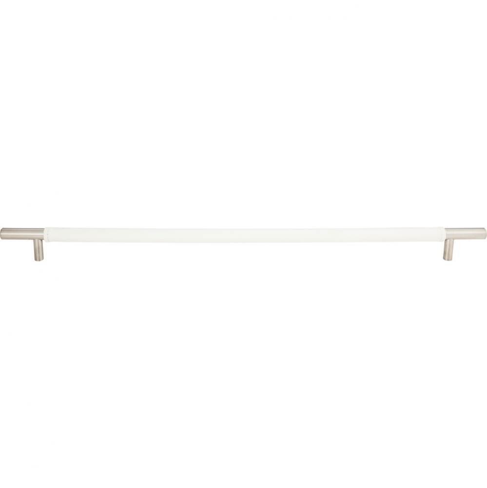 Zanzibar White Appliance Pull 17 Inch (c-c) Leather Stainless Steel