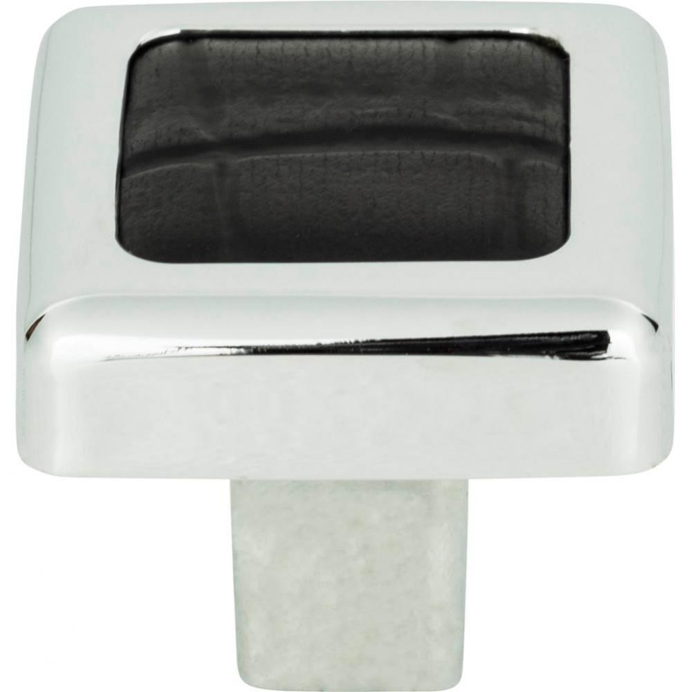 Paradigm Square Knob 1 1/4 Inch CH and Black Croc Leather