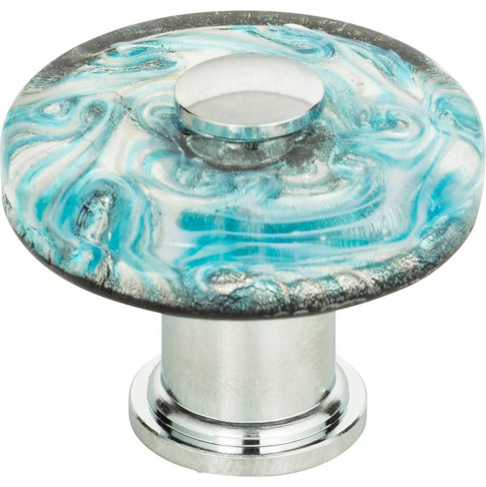 Galaxy Glass Round Knob 1 1/2 Inch Polished Chrome