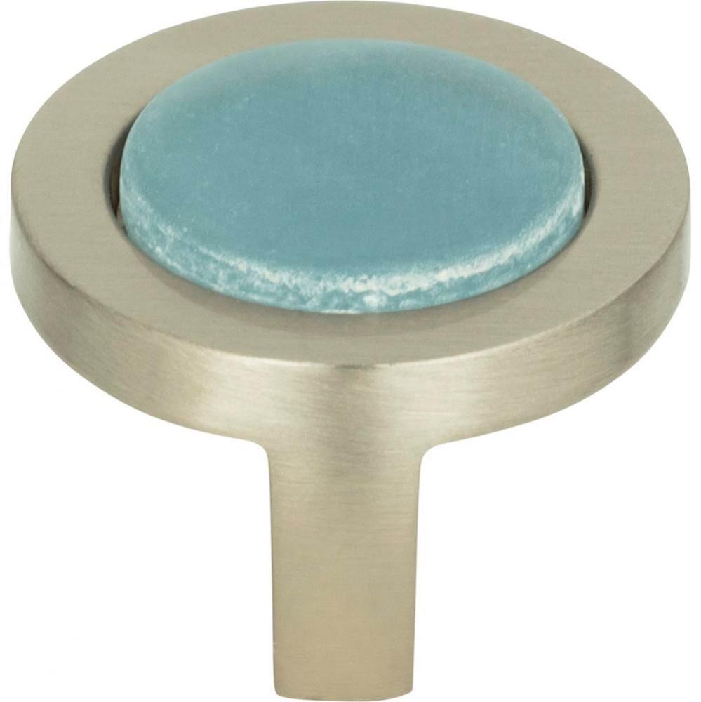 Spa Blue Round Knob 1 1/4 Inch Brushed Nickel