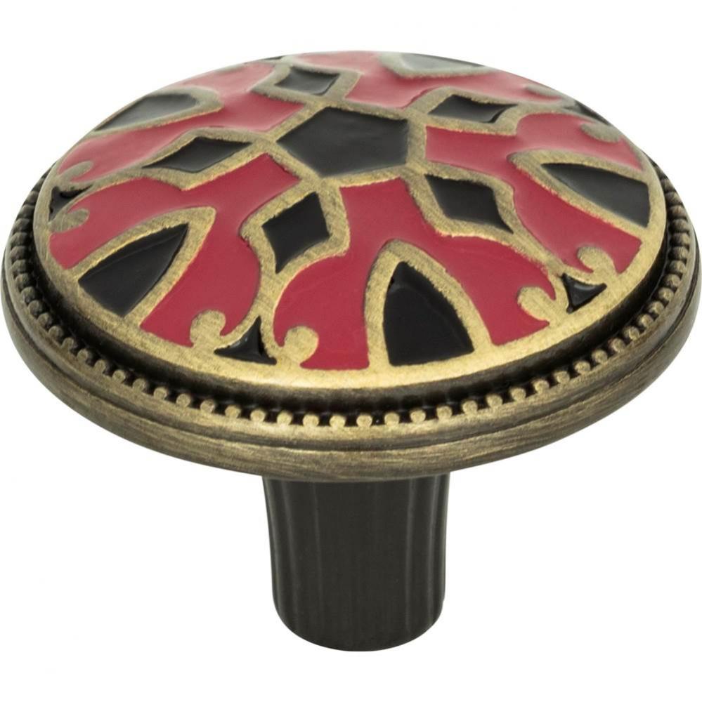 Canterbury Knob 1 1/2 Inch Black and Red