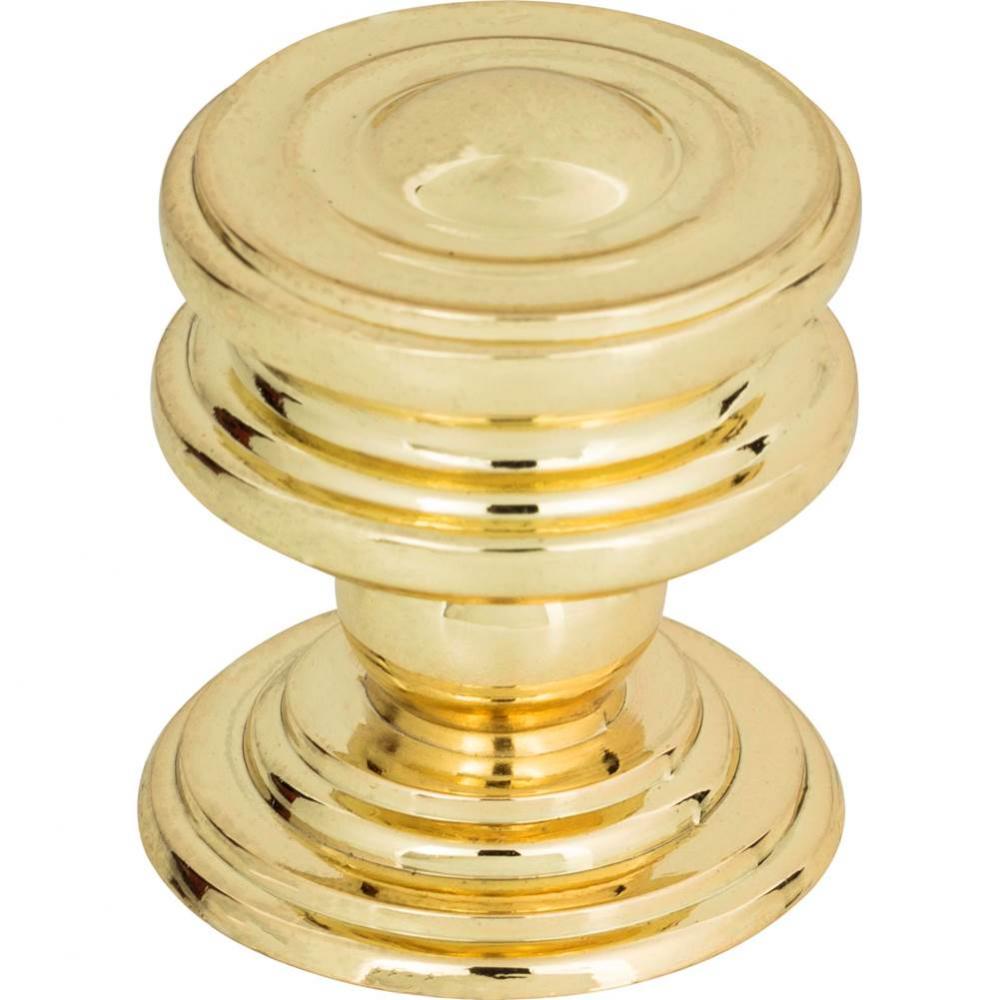 Campaign Round Knob 1 1/4 Inch Polished Brass