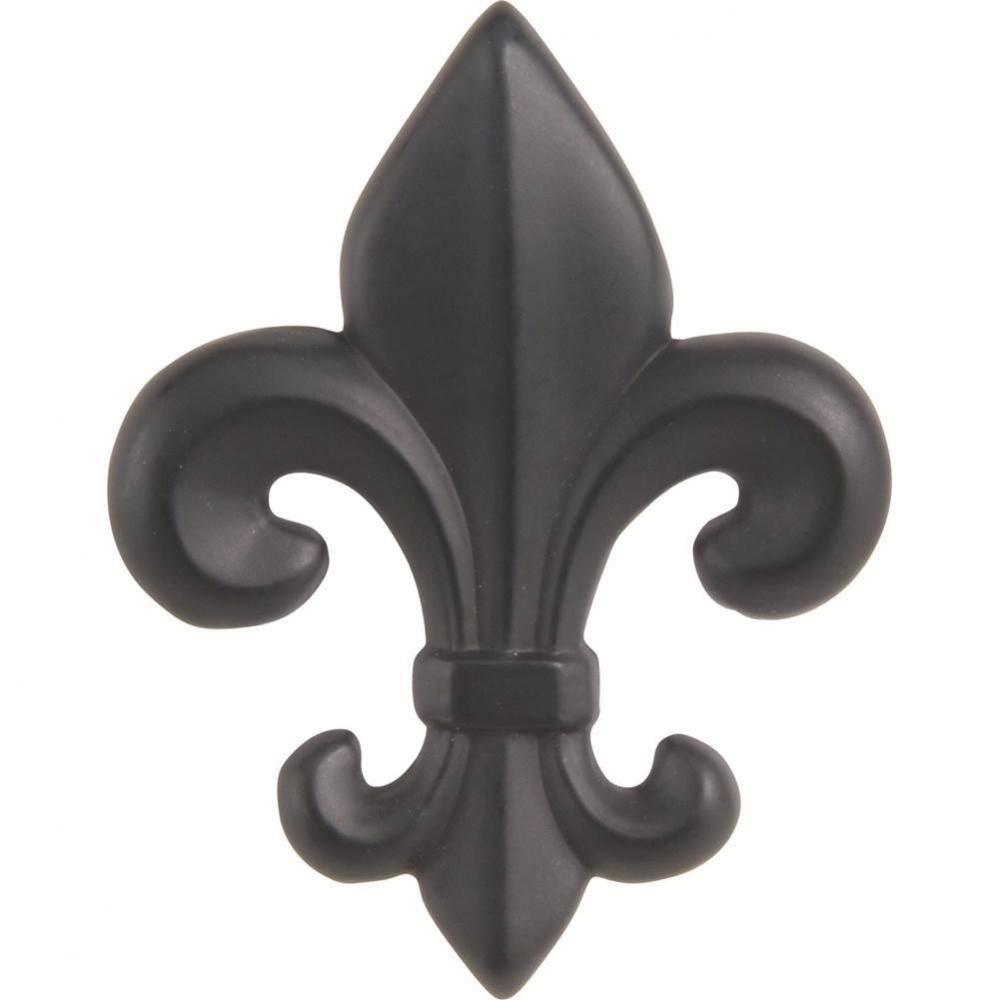 Fleur de lys Knob 2 1/4 Inch Matte Black