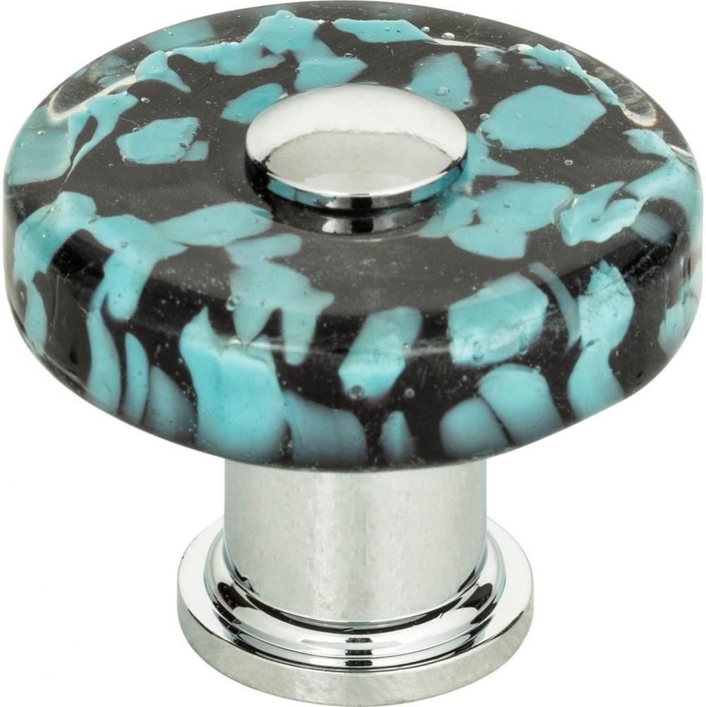 Marine Glass Round Knob 1 1/2 Inch Polished Chrome