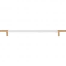 Atlas 282-WT-WB - Zanzibar White Leather Pull 11 5/16 Inch (c-c) Warm Brass