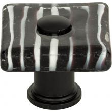 Atlas 3223-BL - Zebra Glass Square Knob 1 1/2 Inch Matte Black