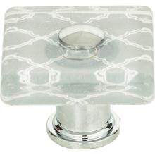 Atlas 3234-CH - Quatrefoil Glass Square Knob 1 1/2 Inch Polished Chrome