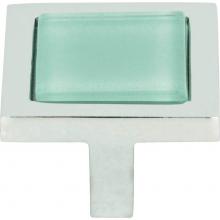 Atlas 230-GR-CH - Spa Green Square Knob 1 3/8 Inch Polished Chrome