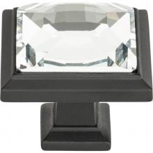 Atlas 340-BL - Legacy Crystal Square Knob 1 5/16 Inch Matte Black