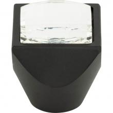 Atlas 3196-BL - Crystal Large Square Knob 1 Inch Matte Black