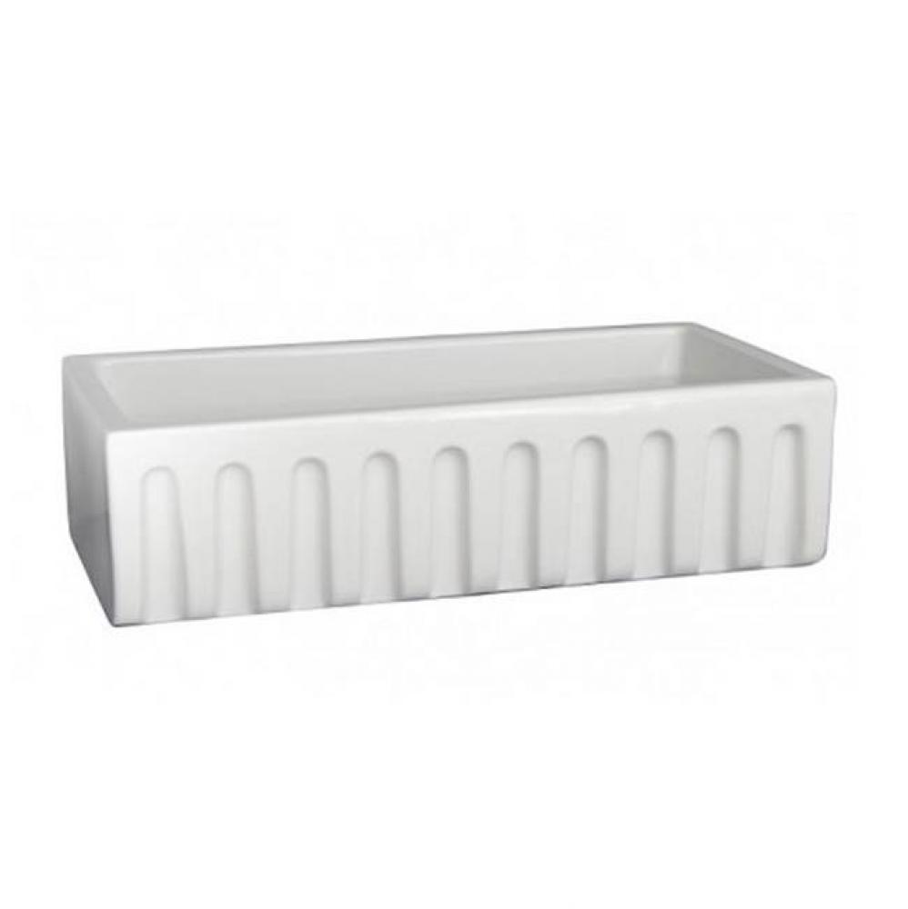 Hillary 36'' Single Bowl Farmer Sink, Fluted Front, White