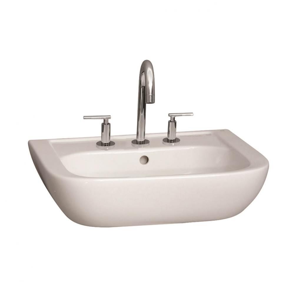 Caroline 450 Wall-Hung Basin, White-8'' Widespread