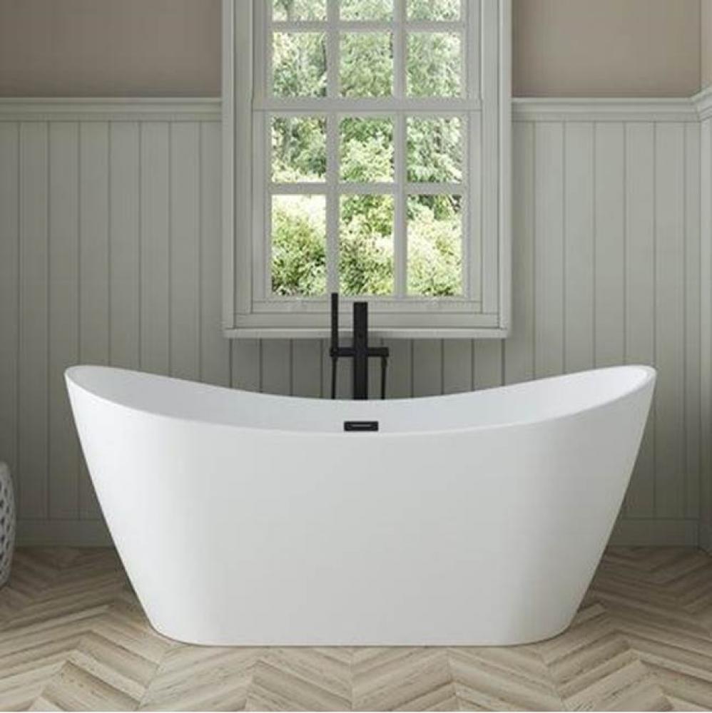 Nairobi 67''AC Tub Matte White W/Internal Drain & OF Matte WH