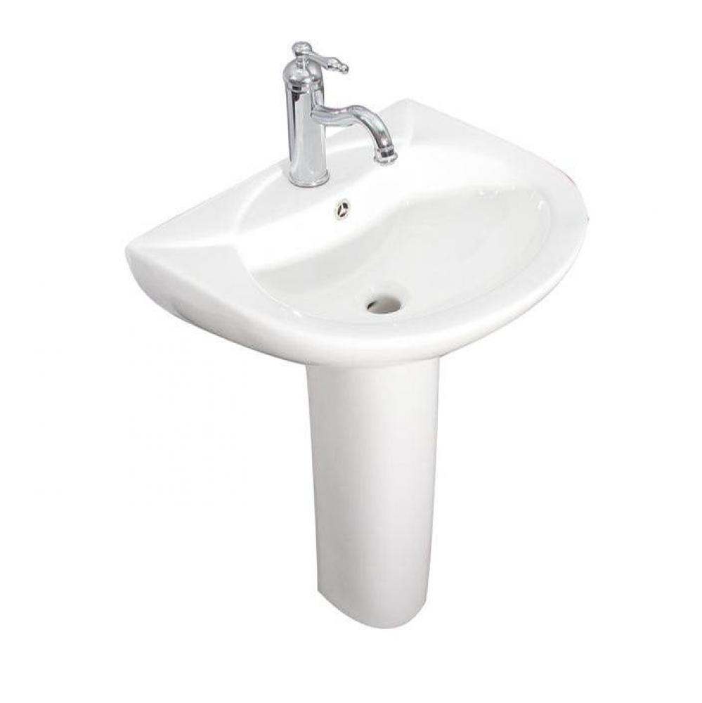 Banks Pedestal with 1 Faucet Hole, Overflow, White