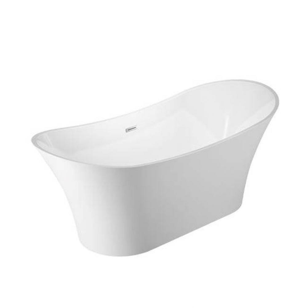 Noreen AC Dbl Slipper Tub 69'' WH, w/Internal Drain Pipe, CP