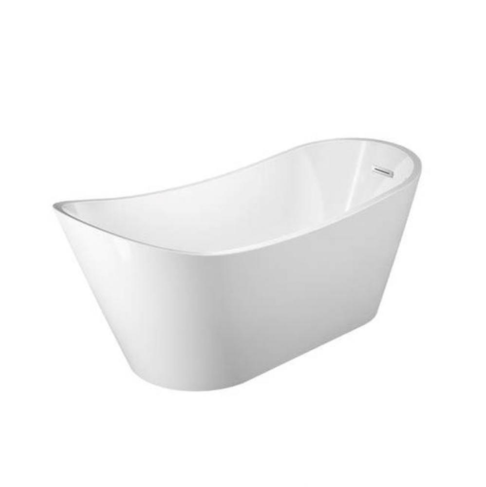 Malinda 65'' Acrylic FS Slipper Tub, w/Internal Drain Pipe, CP