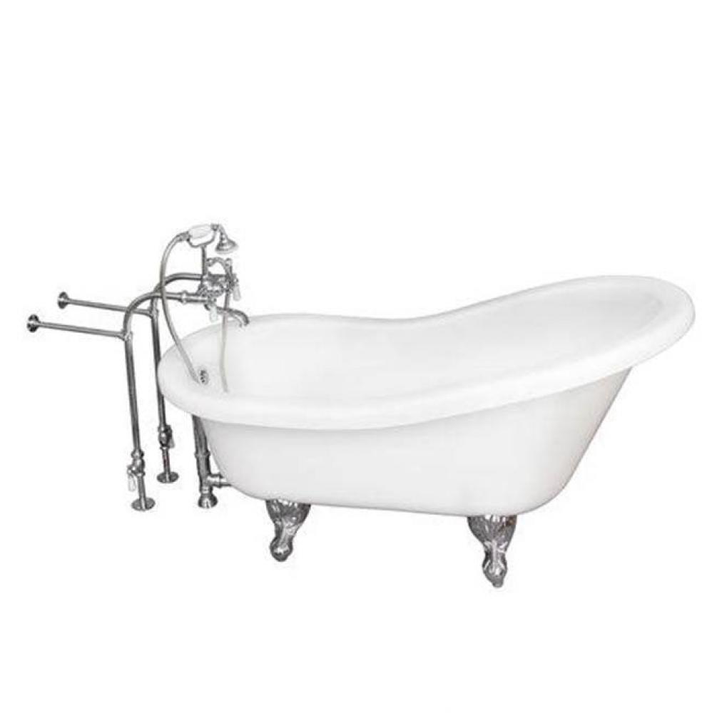 Tub Kit 60'' AC Slipper, Tub Filler, Supplies, Drain-Chrome