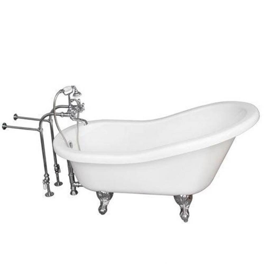 Tub Kit 60'' AC Slipper, Tub Filler, Supplies, Drain-Chrome