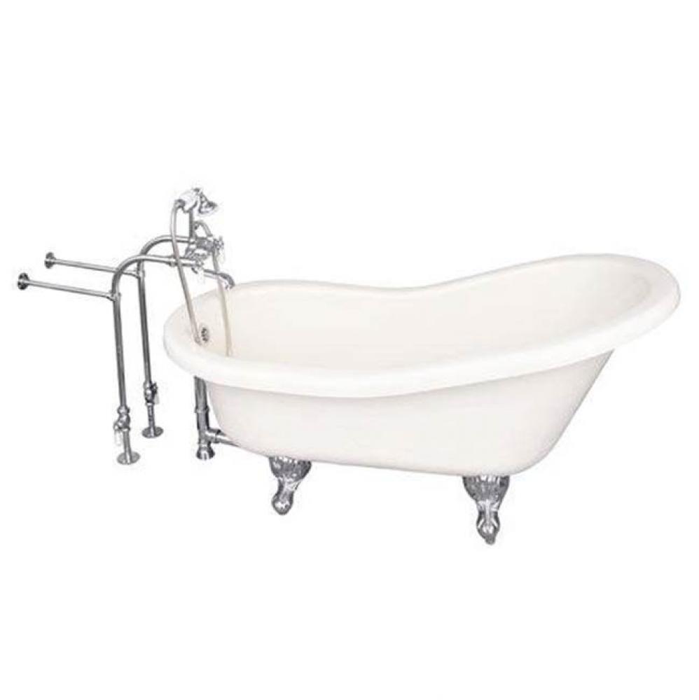 Tub Kit 60'' AC Slipper, Tub Filler, Supplies, Drain-Chrome