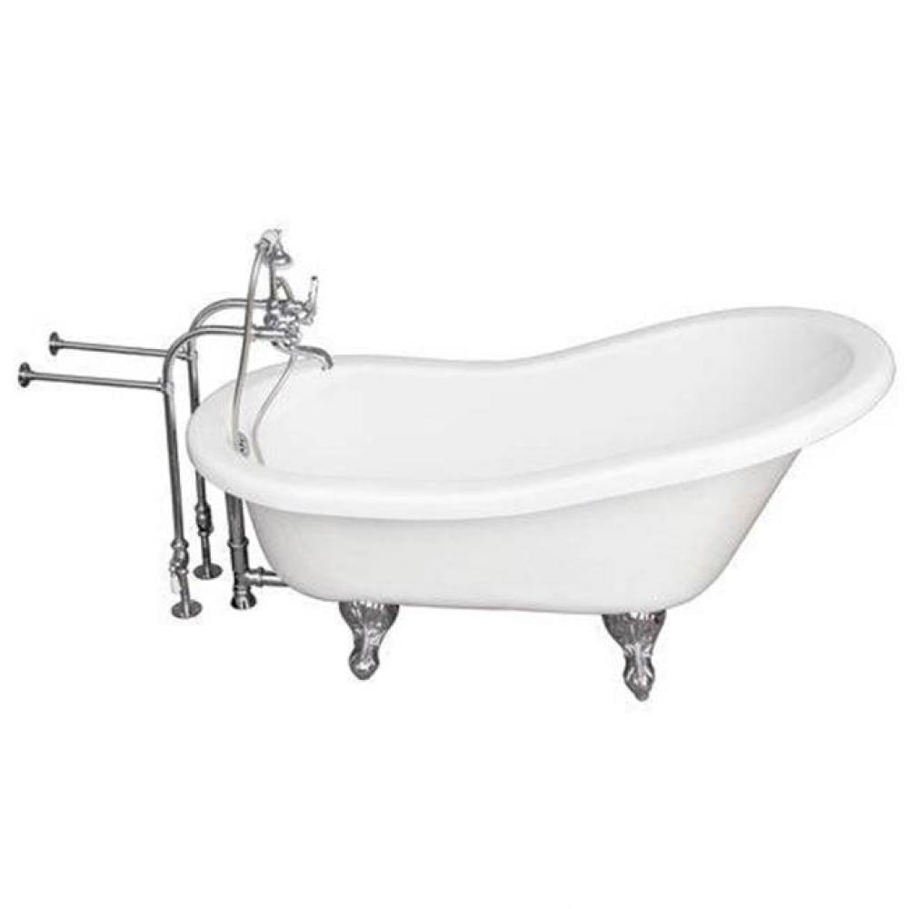 Tub Kit 60'' AC Slipper, Tub Filler, Supplies, Drain-Chrome