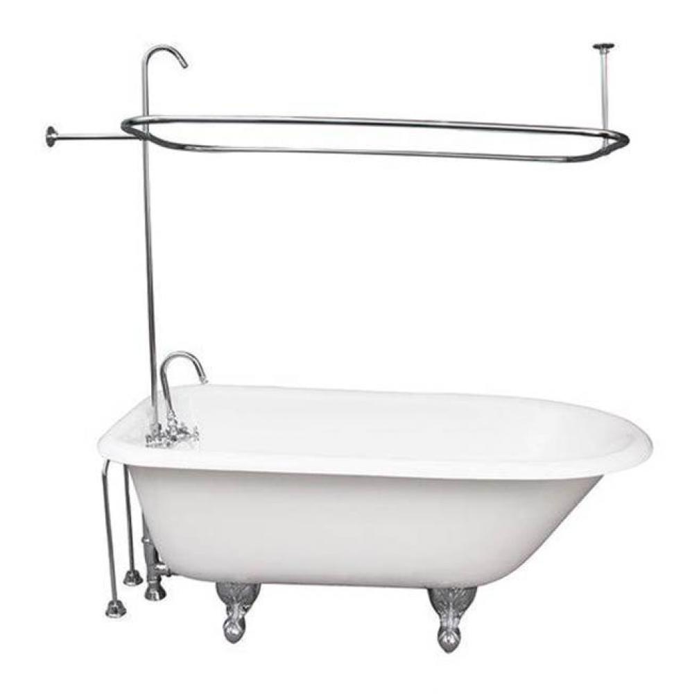 Tub Kit 60'' CI Roll Top, Shwr Unit, Supplies, Drain-Chrome