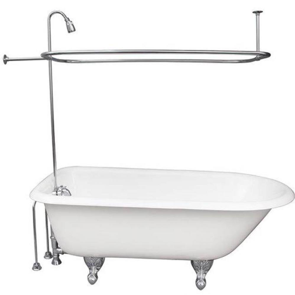 Tub Kit 60'' CI Roll Top, Shwr Unit, Supplies, Drain-Chrome