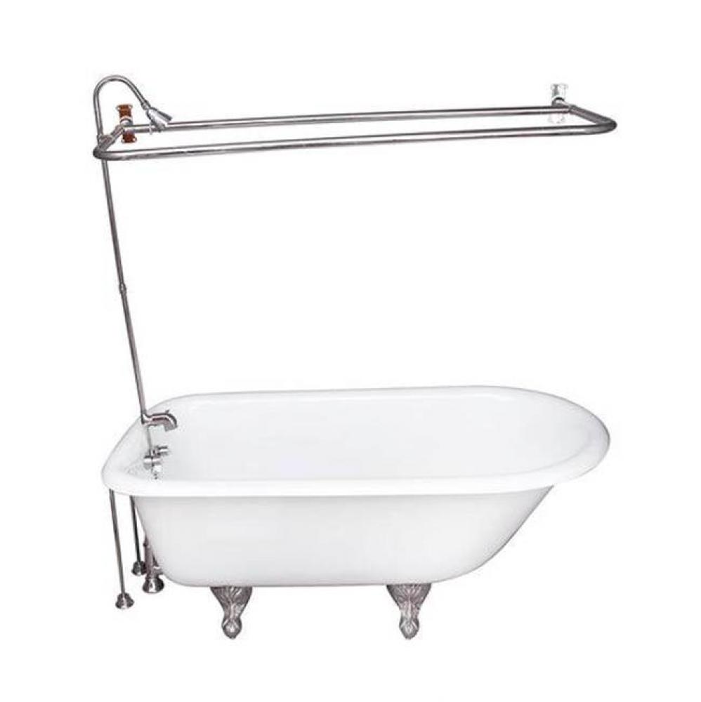 Tub Kit 60'' CI Roll Top, Shwr Unit, Supplies, Drain-Chrome