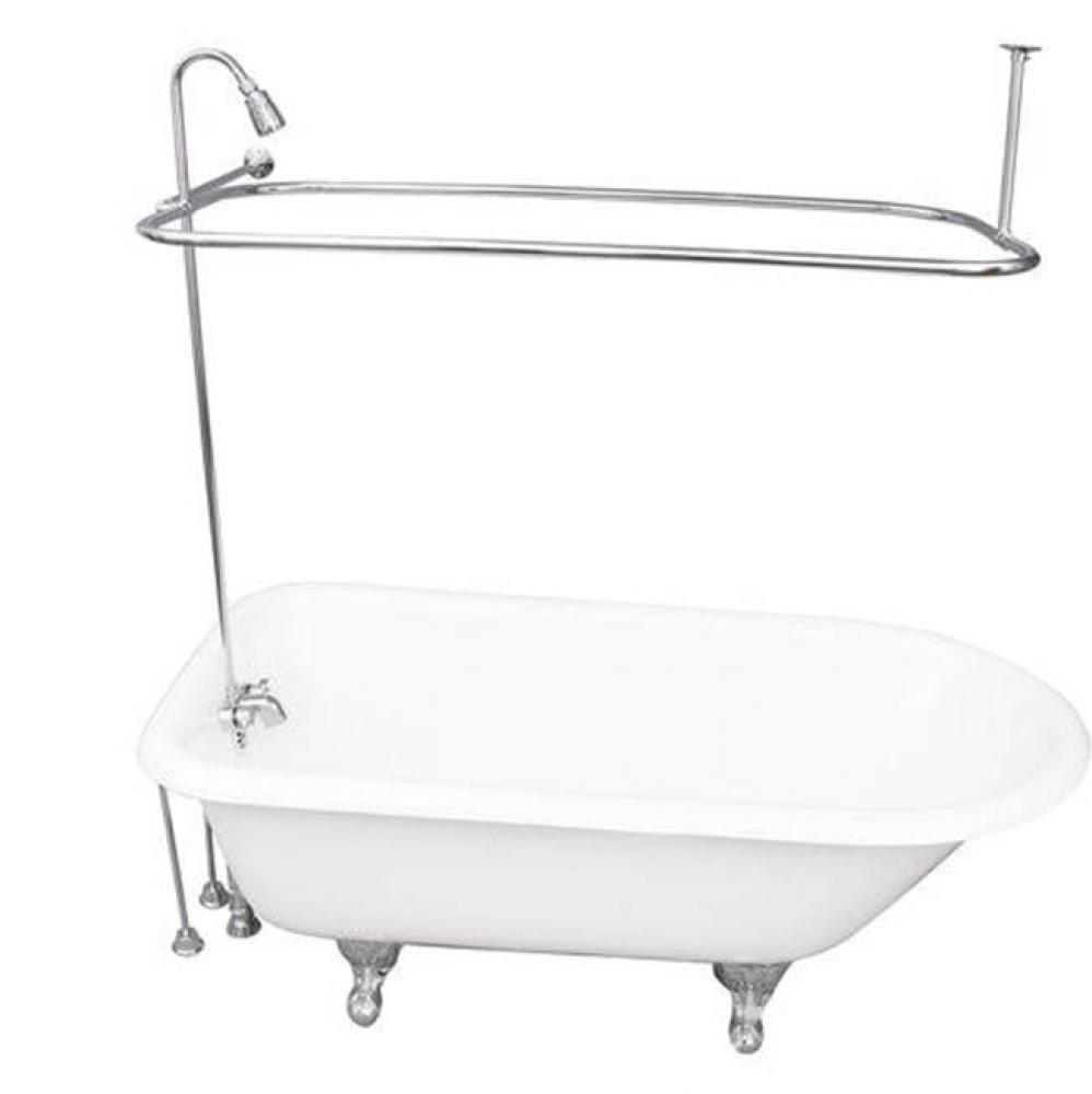 Tub Kit 60'' CI Roll Top, Shwr Unit, Supplies, Drain-Chrome